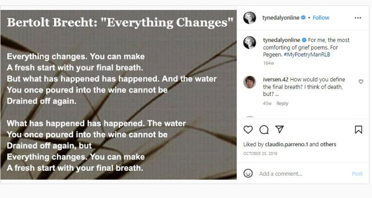 Pegeen Daly's sister Tyne Daly dedicated a poem to Pegeen